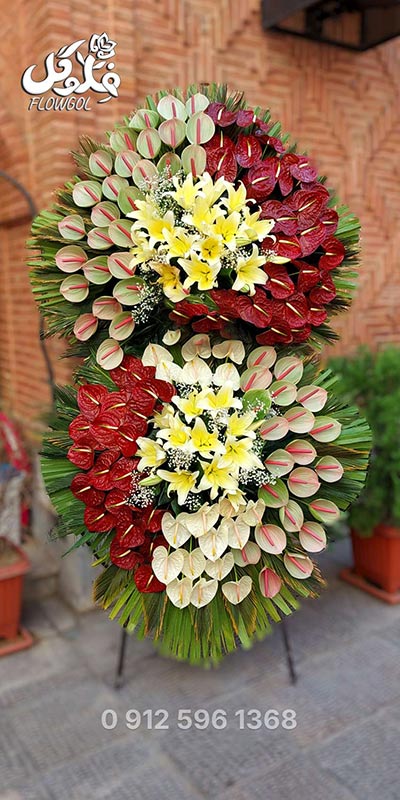 تاج گل تبریک عروسی اروپایی دو طبقه کد( taj-45) تاج گل تبریک عروسی اروپایی دو طبقه کد( taj-45)